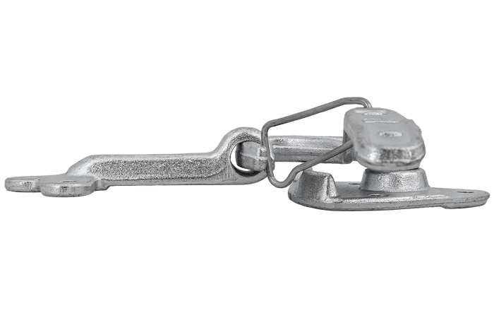 Bal oldali vonóhorog WINTERHOFF WV 20-L + WVG 20-A rögzítőelemekkel, teljes pótkocsi oldalsó zárral