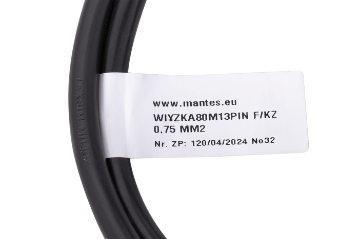 MANTES elektromos szerelés, utánfutó kábelköteg, 8 m, 13 tűs csatlakozó, 6,3-as csatlakozók