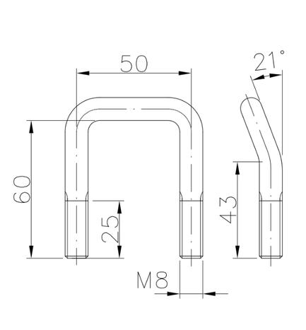 WINTERHOFF ZBF 10-PO négyszögletes bilincs C típus M8 50/60
