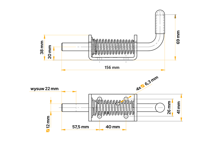 STEELPRESS ZB-08 pótkocsi oldali vonóhorog rugós retesz / pótkocsi oldali rögzítőcsavar