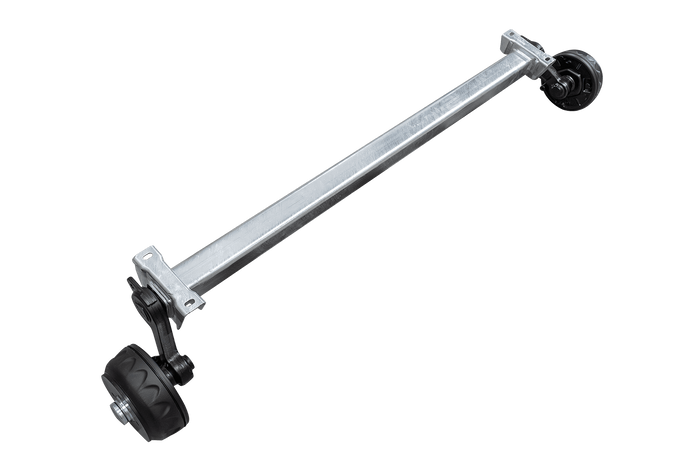 KNOTT VGB13 fékezett tengely pótkocsihoz/szállítóhoz 1350kg 1500mm 1950mm 4x100