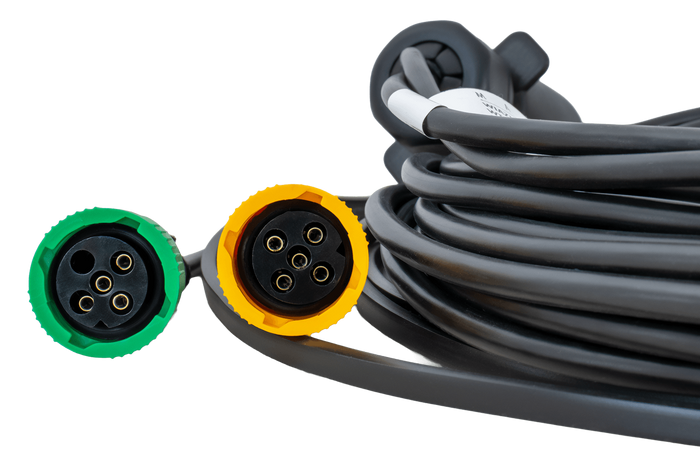 MANTES elektromos szerelés, utánfutó kábelköteg 5m, 7 tűs csatlakozó, 2x 5 tűs bajonettzár