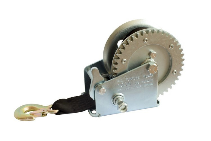 Kézi csörlő KNOTT 450 kg-os pótkocsihoz, hevederrel