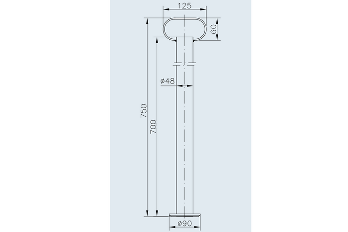 WINTERHOFF RSR48-700 fix tartó 150 kg-os platós pótkocsihoz 48mm 700mm