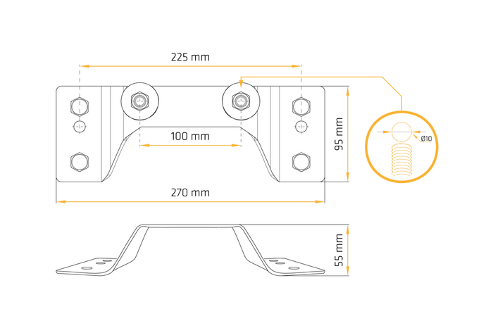 UNITRAILER GARDEN KIPP pótkocsi pótkerék-rögzítő konzol fényvisszaverővel