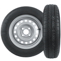 Két pótkocsihoz való kerék szett UNITRAILER / TEMARED / BRENDERUP / STEMA / BÖCKMANN KENDA GUMIABRONCS 145/80 R13 78N STARCO FELNI 4Jx13"H2 4x100 ET:30