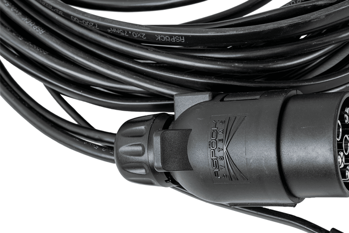 ASPÖCK elektromos szerelési kábelköteg utánfutóhoz 4,5 m 7 tűs bajonettzáras csatlakozó 2x 5 tűs