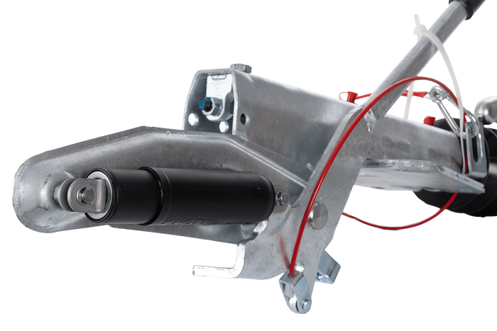 KNOTT KF13E ráfutószerkezet KK14B vonóhoroggal 1400 kg-os pótkocsihoz V-típusú vonórúddal