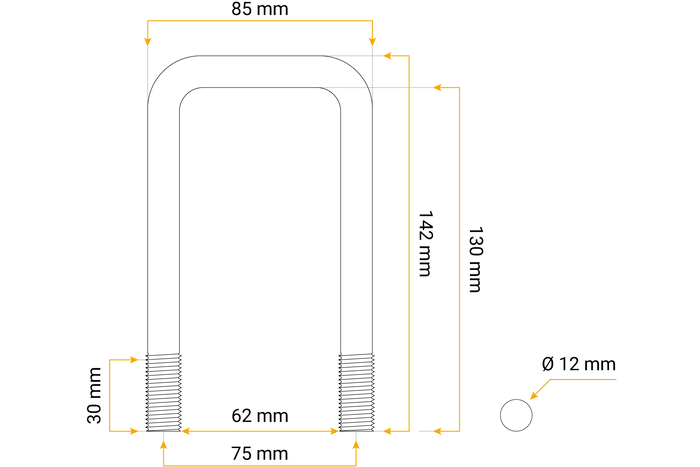 DROMET négyzet alakú szorító C típus M12 130/62/130