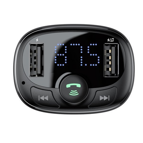 BASEUS T típusú FM adó bluetooth 4.2 MP3 + autós töltő 2x USB 3.4A