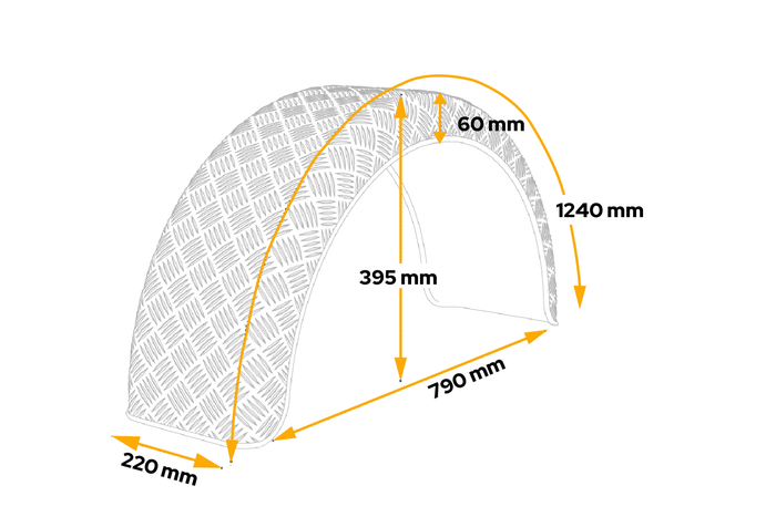 Utánfutó sárvédő 15-16" DOMAR D29130 kerékív 790/220mm