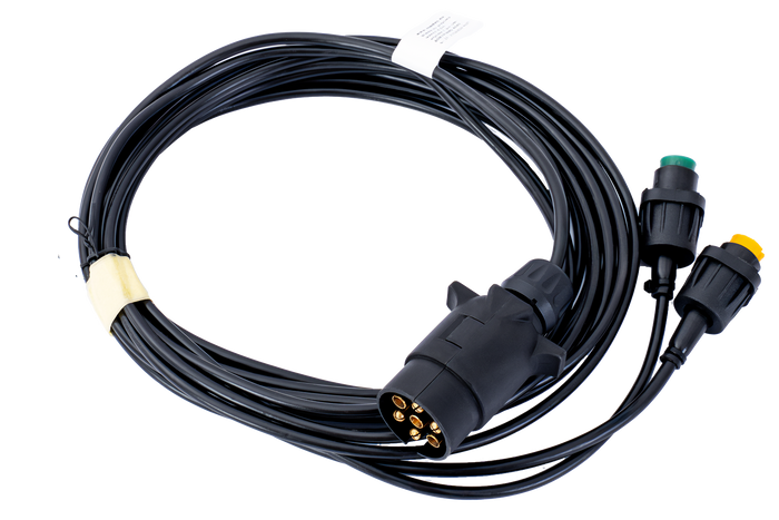 MANTES elektromos szerelés, utánfutó kábelköteg 4m, 7 tűs csatlakozó, 2x5 tűs bajonettzár