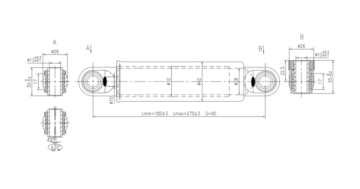 PIVEXIN lengéscsillapító pótkocsi tengelyekhez 1500-3000 kg-os tengelyekhez, PULLMAN felfüggesztéssel, egyes és tandem tengelyekhez