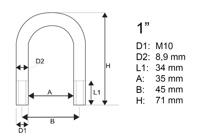 DROMET kerek bilincs anyákkal és alátétekkel M10 35/71