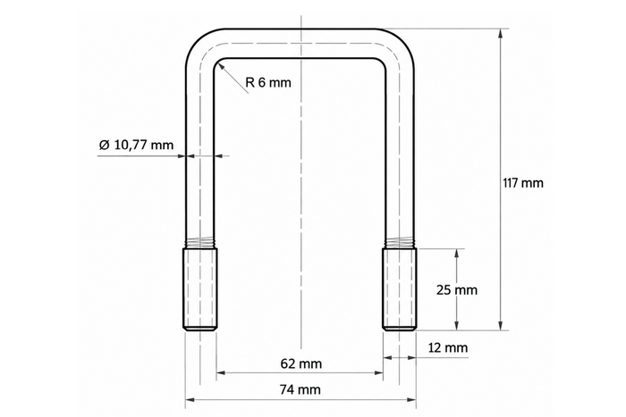 DROMET négyzet alakú bilincs C típusú bilincs M12 62×117mm
