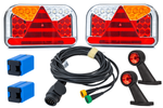 Lámpakészlet: FRISTOM FT-170 LED hátsó lámpák + FRISTOM FT-009 LED oldalsó helyzetjelző lámpák + MANTES 5,2 m-es 13 tűs kábelköteg