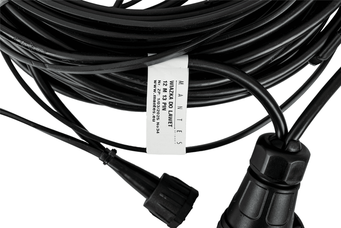 MANTES elektromos szerelés, utánfutó kábelköteg, 12 m, 13 tűs csatlakozó, 2x 8 tűs bajonettzár