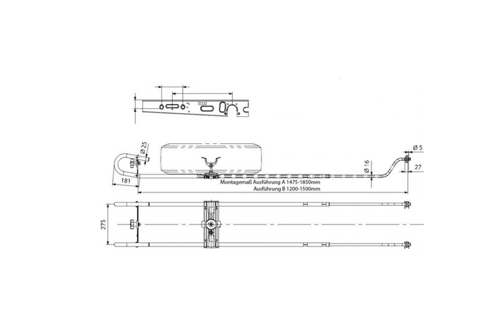 KNOTT pótkeréktartó kerékkonzol lakókocsihoz 1200-1500mm