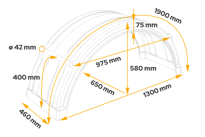 Sárvédő pótkocsihoz 19,5-24,5" DOMAR DK4175 kerékív 1300/460mm gyors összeszereléshez
