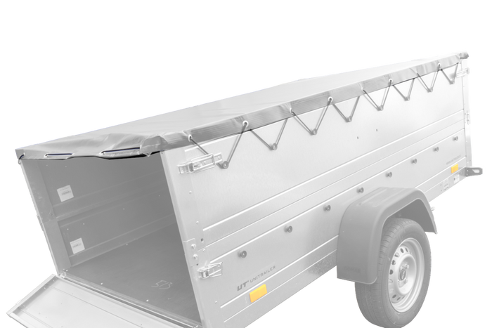 H-0 lapos alváz ponyvaborítással az UNITRAILER GARDEN TRAILER 230 KIPP pótkocsihoz
