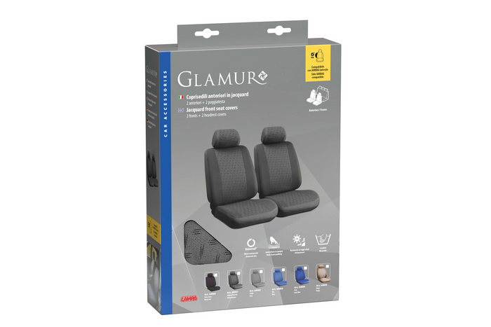 LAMPA Glamur szürke autósüléshuzat-szett, az első ülésekre