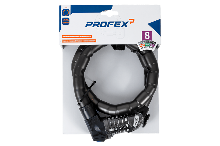 Megerősített kerékpárzár PROFEX 81601 kóddal, 90 cm hosszú
