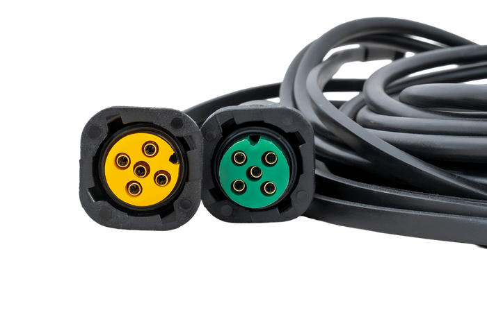 MANTES elektromos szerelés, utánfutó kábelköteg, 5m, 13 tűs csatlakozó, 2x 5 tűs bajonettzár