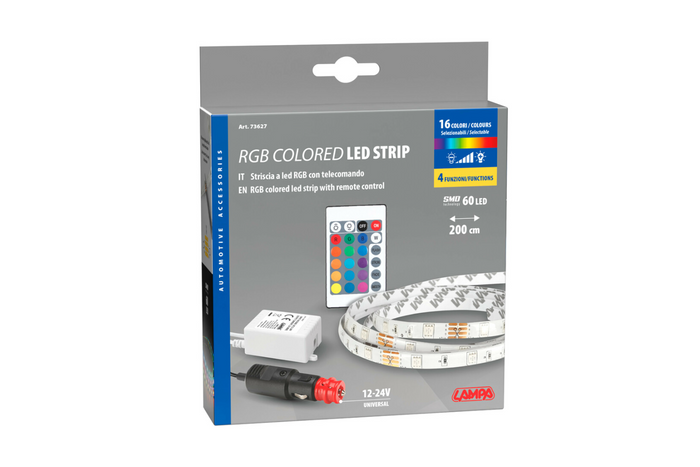 RGB LED szalag öntapadós szalaggal LÁMPA 12/24V 200 cm