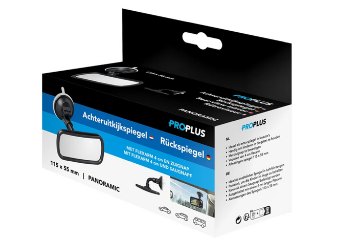 ProPlus 750641 panoráma visszapillantó tükör tartóval és tapadókoronggal 55x115mm