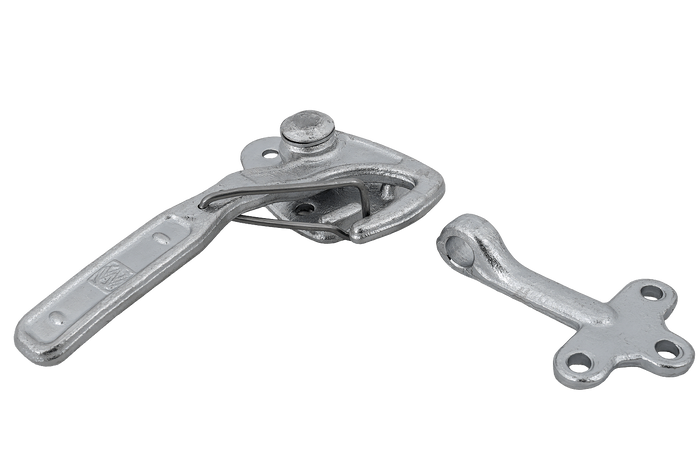 Jobb oldali vonóhorog WINTERHOFF WV 10-R + WVG 10-A csattal, komplett pótkocsi oldalsó zárral