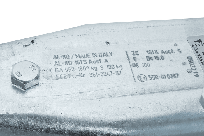 AL-KO 161S ráfutószerkezet AK161 vonóhoroggal 1600 kg-os pótkocsihoz, négyszögletes vonórúddal