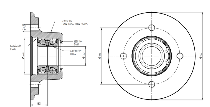 KNOTT 4x100 fékezetlen tengelyhez való csapágyazott agy, anya és fedél készlet