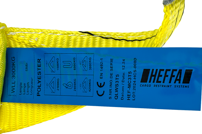 HEFFA daruheveder 5m/90mm/3t hurkokkal