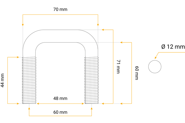 DROMET négyzet alakú szorító C típus M12 60/48/60