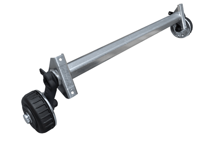AL-KO EURO fékezett tengely pótkocsihoz/autószállítóhoz 1800kg 1500mm 2000mm 5x112