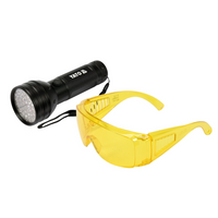 Zseblámpa + védőszemüveg szett YATO YT-08581 UV zseblámpa 51 LED