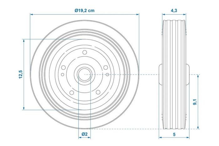 Pótkerék ProPlus 341540 tömör gumi támasztókerékhez 200x50mm