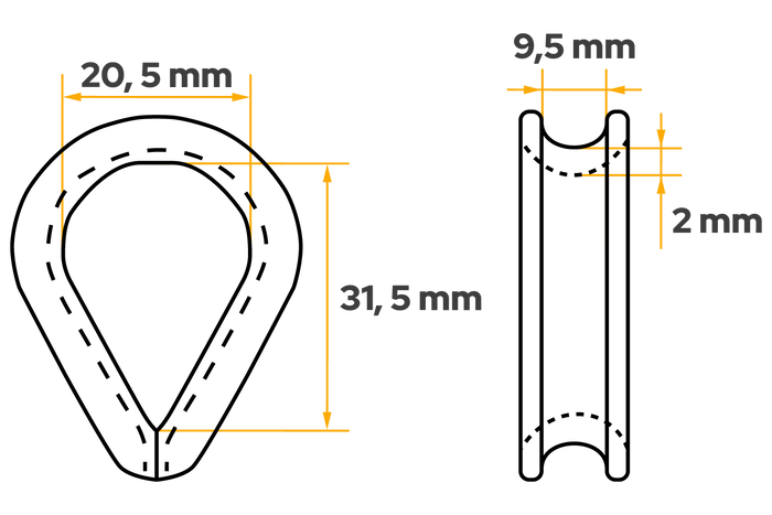DROMET KU.8 kötélhüvely, acél kagyló, 8 mm