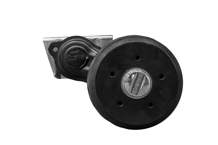 KNOTT VGB13 fékezett tengely pótkocsihoz/autószállítóhoz 1350kg 1350mm 1800mm 5x112