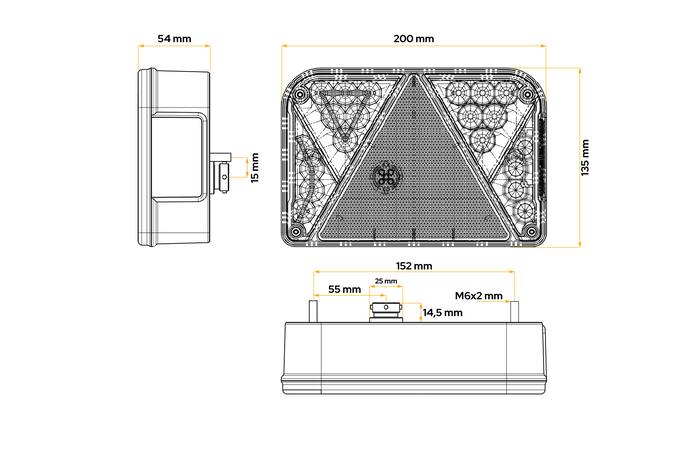 DOBPLAST DPT35 LED hátsó lámpa 6 funkciós bal oldali