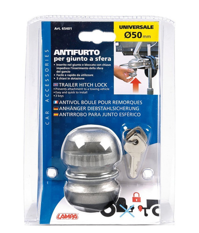 Utánfutó vonóhorog-védelem LAMP lopásgátló zár