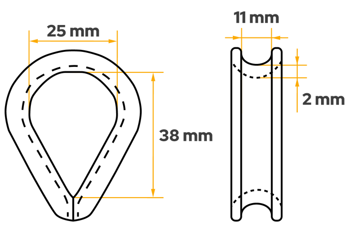 DROMET KU10 kötélhüvely, acél kagyló, 10mm