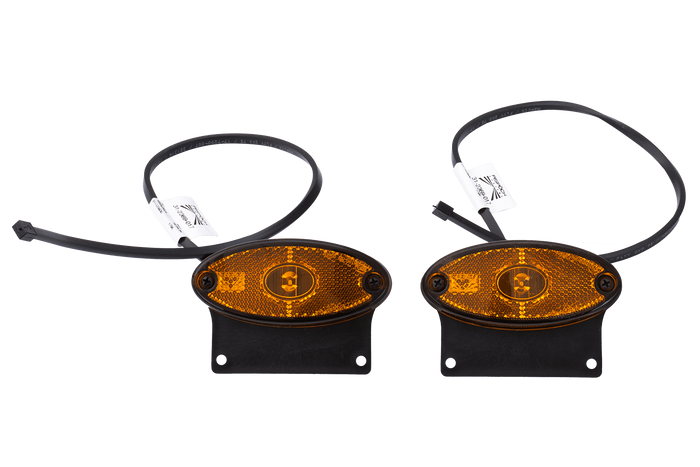 Két darabos ASPÖCK FLATPOINT II LED-es helyzetjelző lámpa szett, narancssárga, univerzális, tartóval