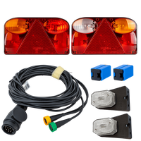 Lámpakészlet: FRISTOM FT-088 hátsó lámpák + ASPÖCK FLEXIPOINT I oldalsó helyzetjelző lámpák + MANTES 5,2 m-es 13 tűs kábelköteg