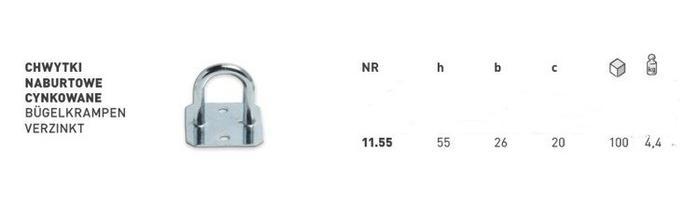 BOZAMET oldalsó markolat h-55 mm-es rögzítőhorog