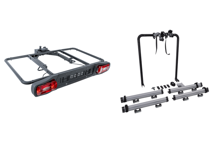 Inter Pack Re-Cargo vonóhorogra szerelhető plató + adapter 2 kerékpár szállításához
