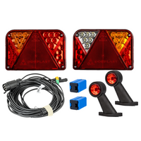 Lámpakészlet: DOBPLAST DPT35 LED hátsó lámpák + FRISTOM FT-009 LED oldalsó helyzetjelzők + MANTES 7m 7 tűs kábelköteg