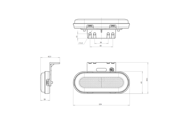 WAŚ W198 1399 LED-es helyzetjelző lámpa univerzális tartóval