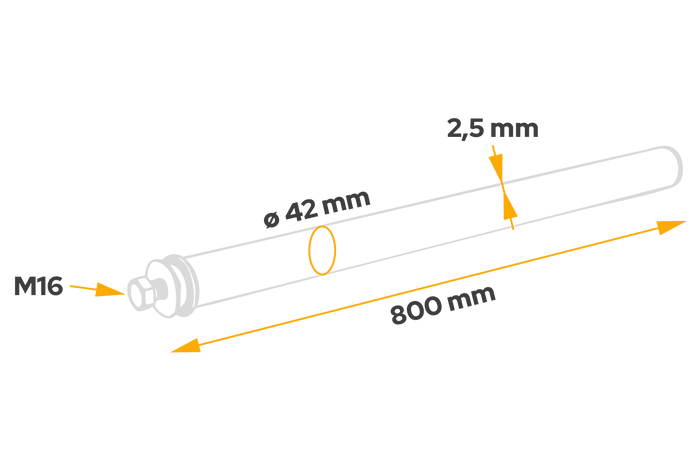 Egyenes cső a DOMAR DK8022 sárvédő rögzítéséhez, konzol átmérője 42mm