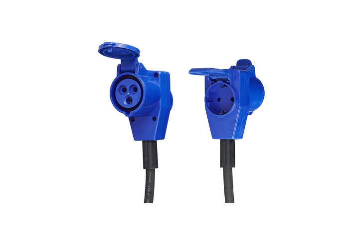 Adapter Schuko dugóval és CEE könyökcsatlakozóval + Schuko aljzat 16A ProPlus 373528DE kábel 150cm